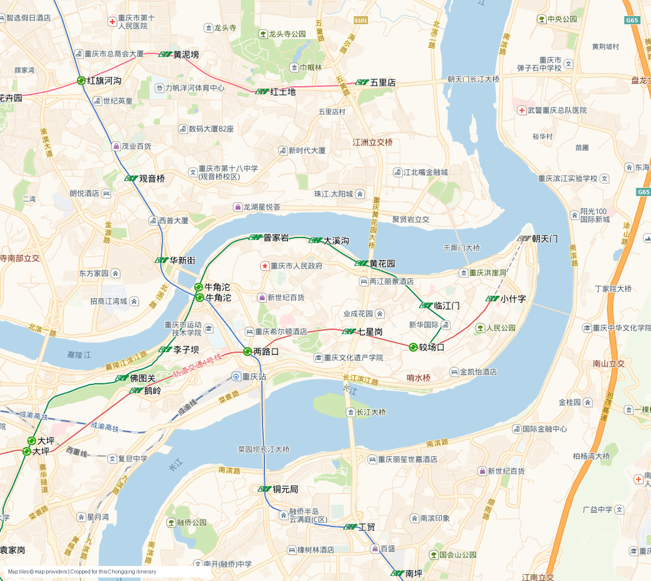 重庆核心区真实地图底图